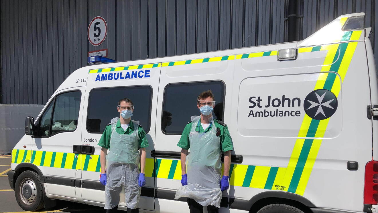 Paramedics stood next to St John ambulance 