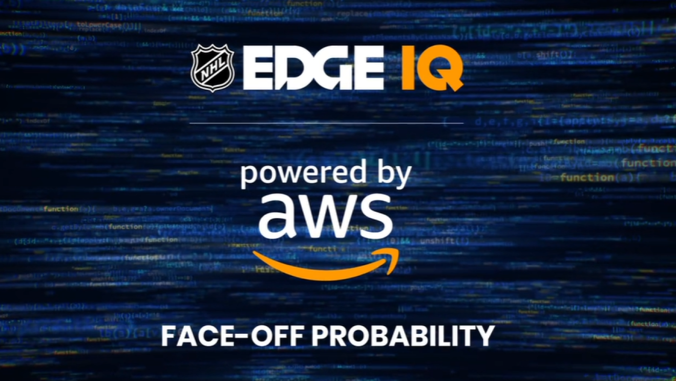An illustrated image that says "EDGE IQ Powered by AWS FACE-OFF PROBABILITY"