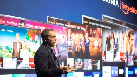 Marc Whitten, Vice President of Fire TV, took the stage in Berlin to introduce more than 20 new Fire TV devices.