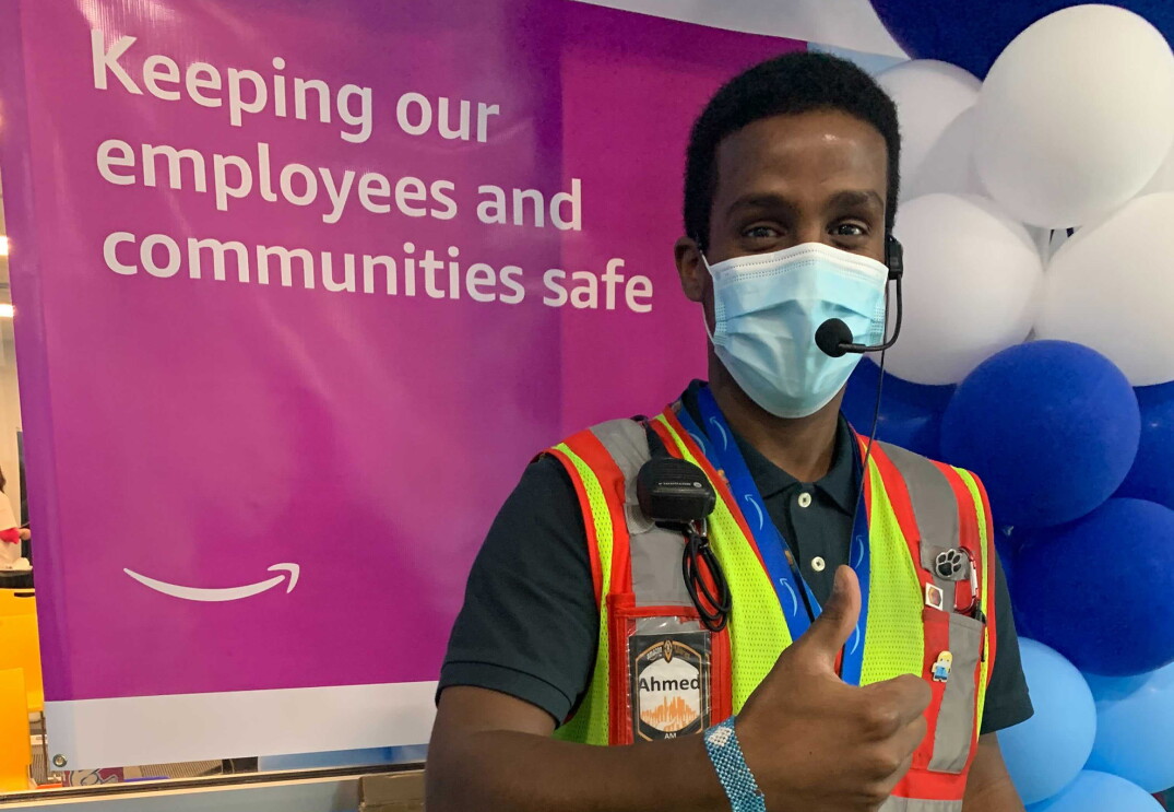 Amazon employee at a COVID-19 vaccination event
