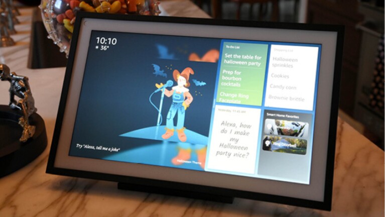 Dorinda from the Real Housewives of New York City shows off her decorations with Amazon devices.