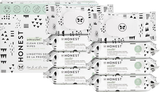The Honest Company Clean Conscious Wipes Package with 8 wipes packages on display