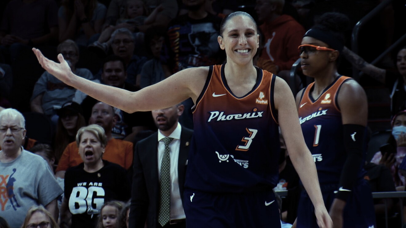 WNBA player Dianna Taurasi in a Mercury jersey.
