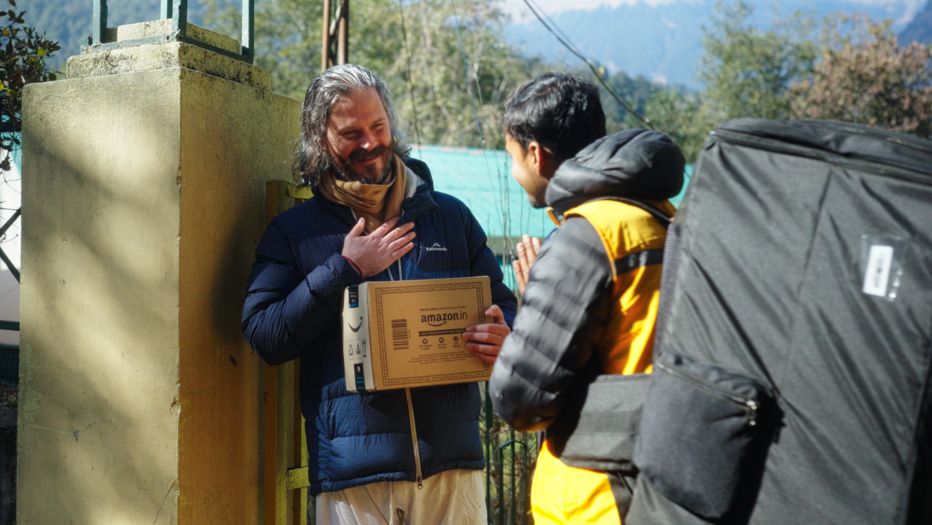 Delivering safely 4,500 sqft above sea level, for customers in the Himalayan ashram in Uttarkashi