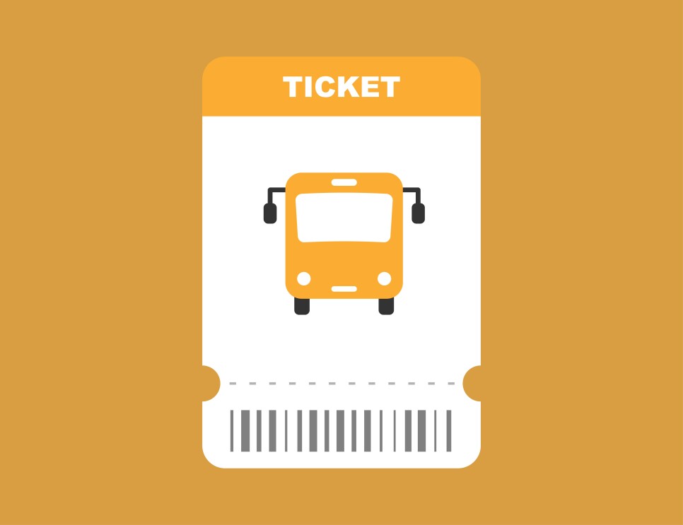 Ein gelbes Icon, das ein Busticket darstellt.