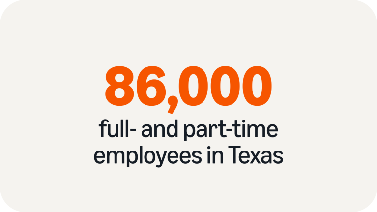 86,000 full- and part-time employees in Texas