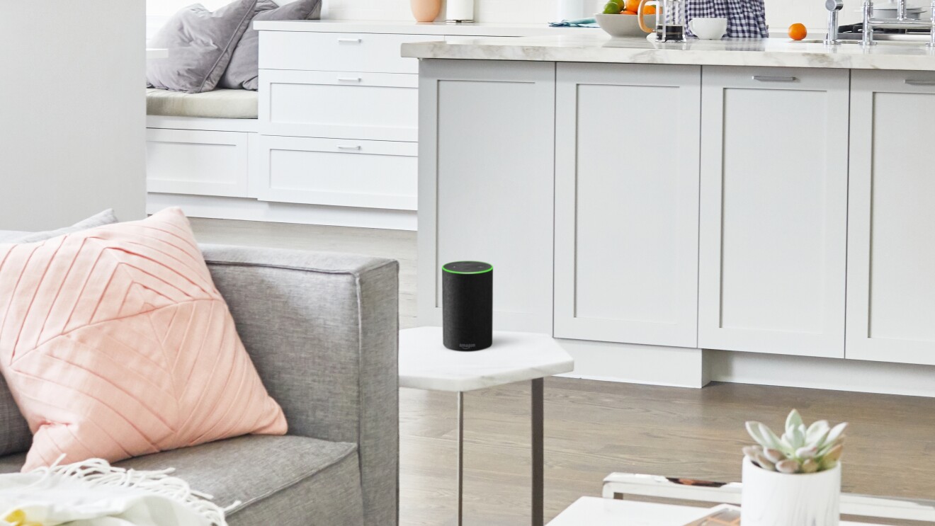 客厅环境中的Amazon Echo in Charcoal