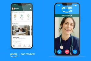 Two smartphone screens showcasing a user experience using One Medical with Prime.