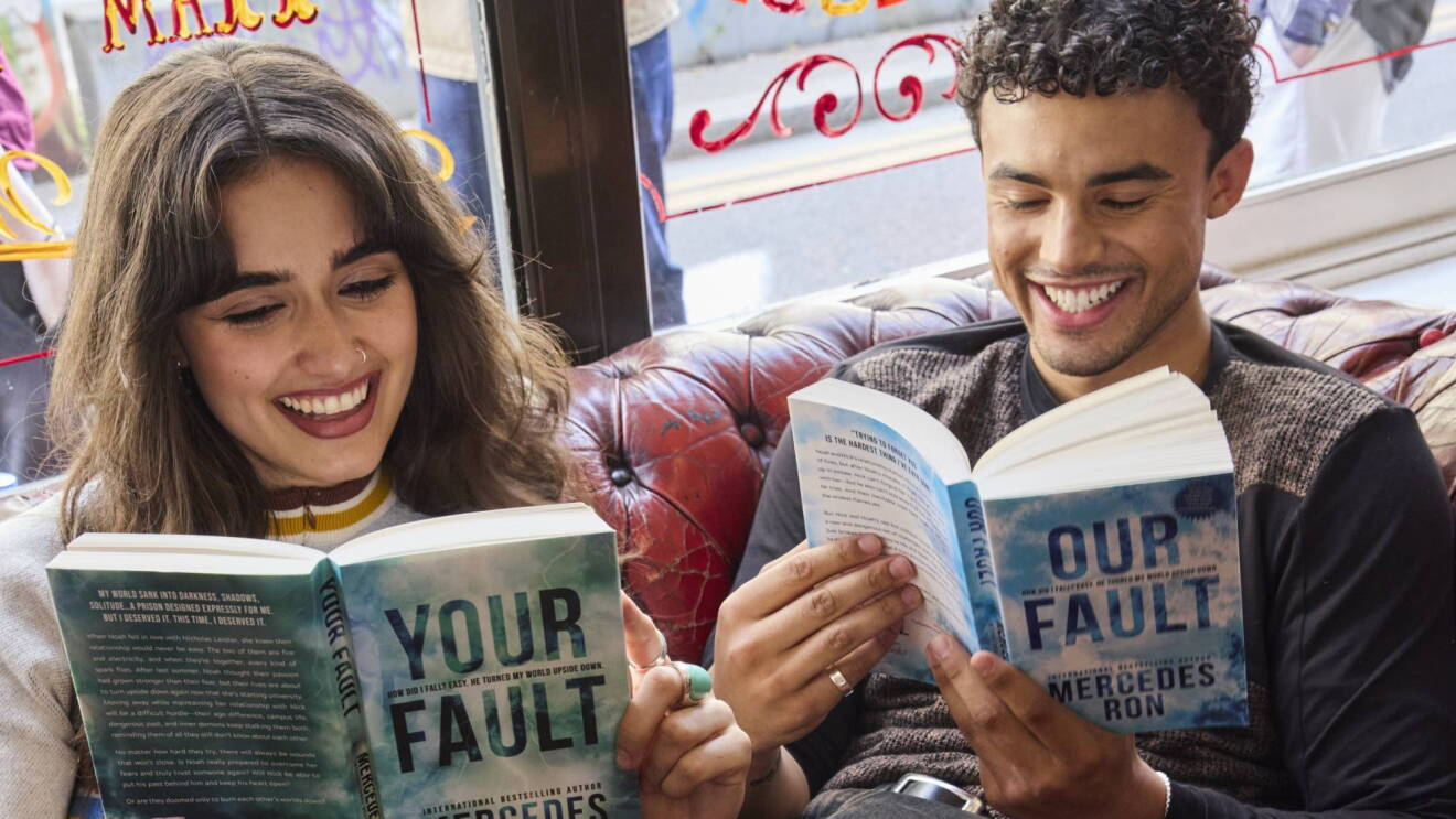 My Fault: London cast members Matthew Broome and Asha Banks pose with copies of the sequel novels