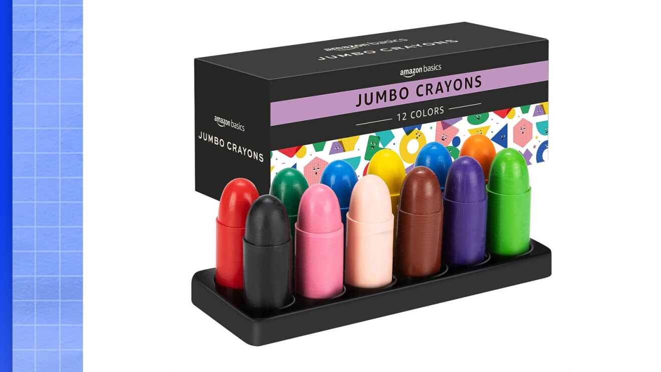 Image of 12 jumbo crayons.