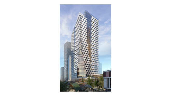 建筑效果图的亚马逊办公楼建在贝尔维尤,华盛顿。