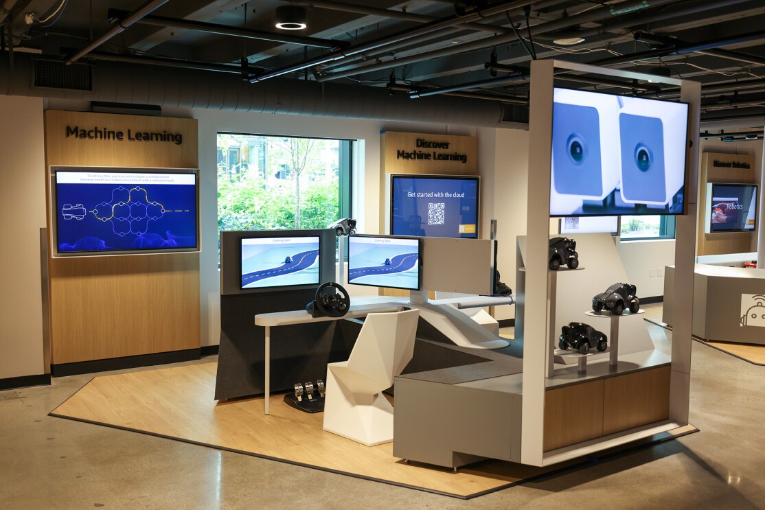 People exploring and learning at the new AWS Learning Center in Seattle, Washington