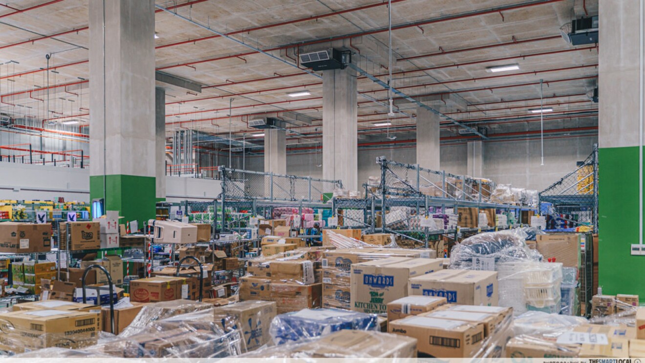 A view of inbound packages that have arrived at the fulfillment centre in Singapore