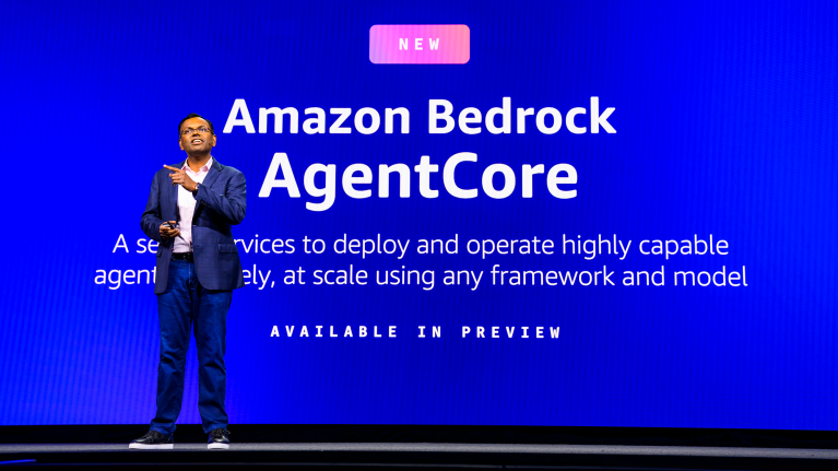 Swami Sivasubramanian, AWS VP for Agentic AI, on stage at AWS Summit in New York 2025.