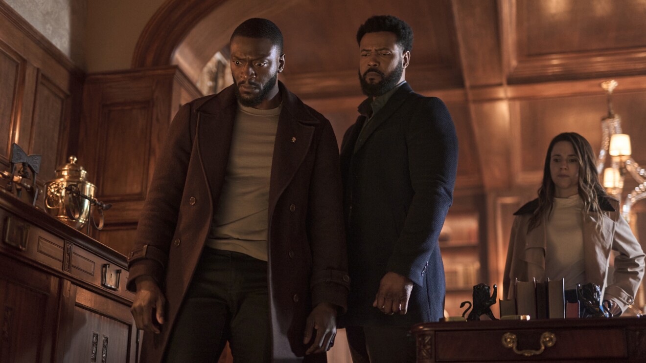 Prime Video’s Cross: Aldis Hodge as Alex Cross, Isaiah Mustafa as John Sampson, Alona Tal as Kayla Craig