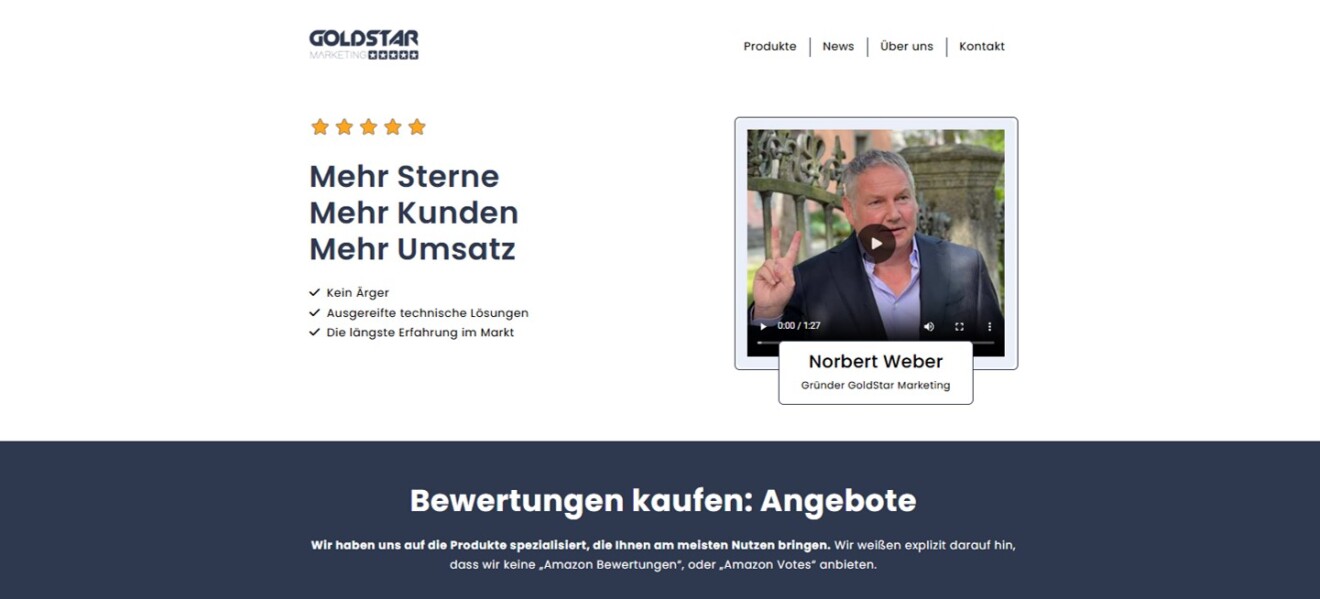 Screenshot der Goldstar Marketing Website 2.12.24