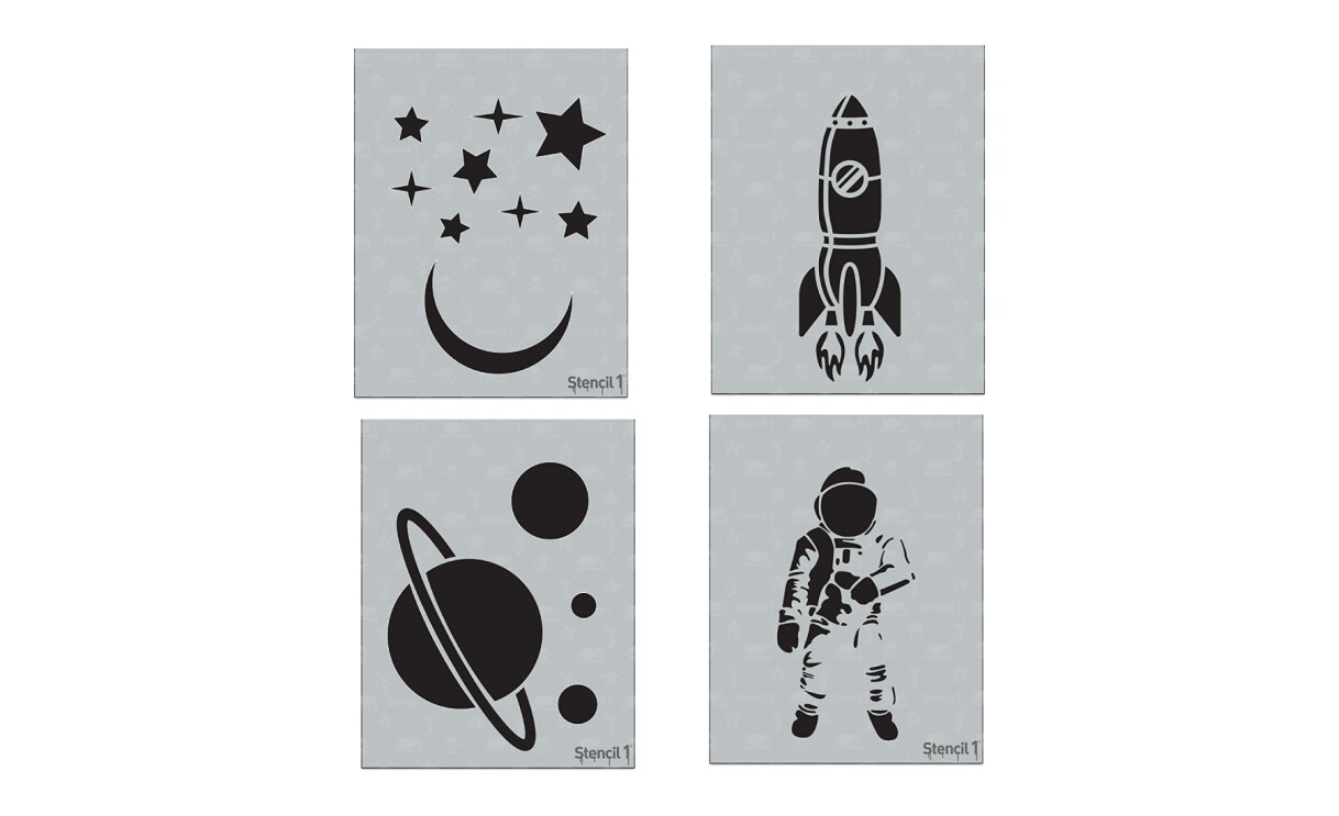 An image of space themed stencils made by Stencil1.