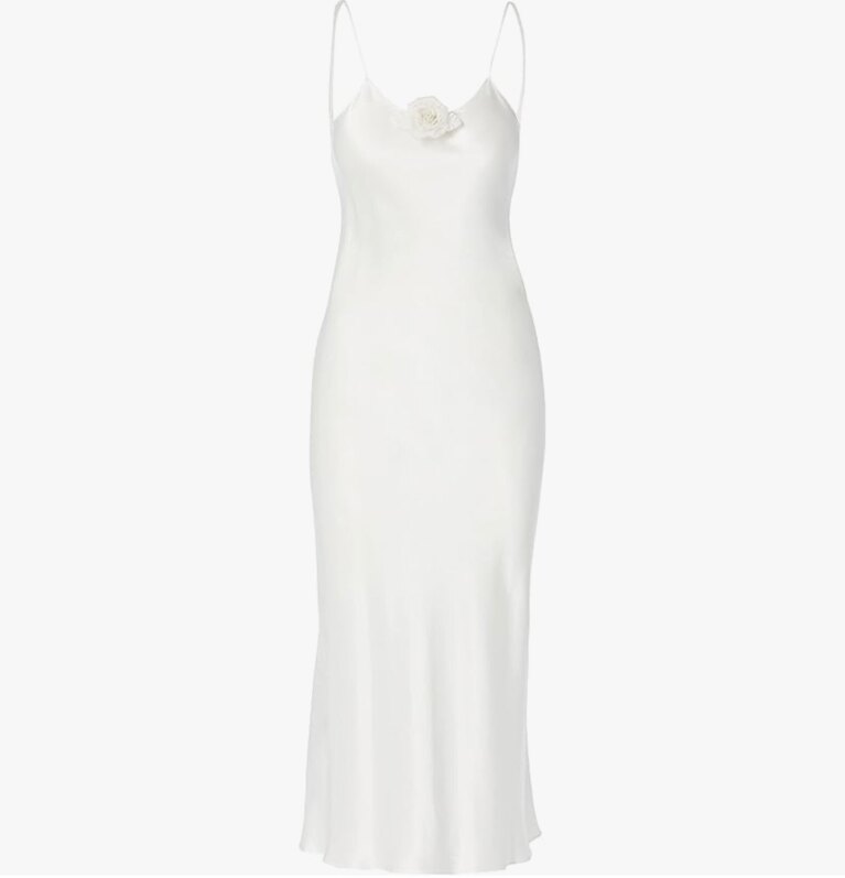 white silk dress amazon By Noa Rawitz Silk Mini Dress With Rhinestone Straps