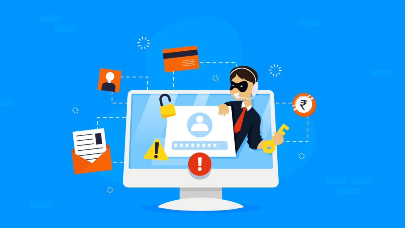 Online fraud and identity theft prevention illustration
