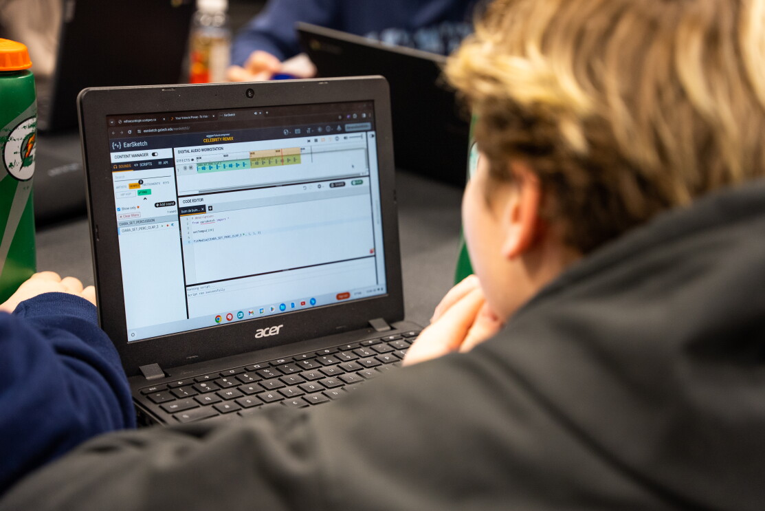 Computer with student coding