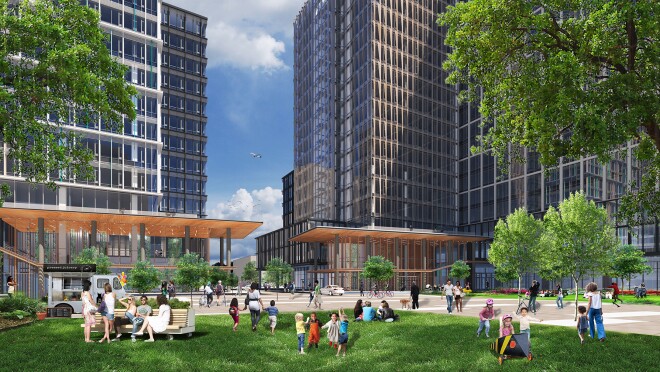 新亚马逊总部位于弗吉尼亚州阿灵顿的效果图。