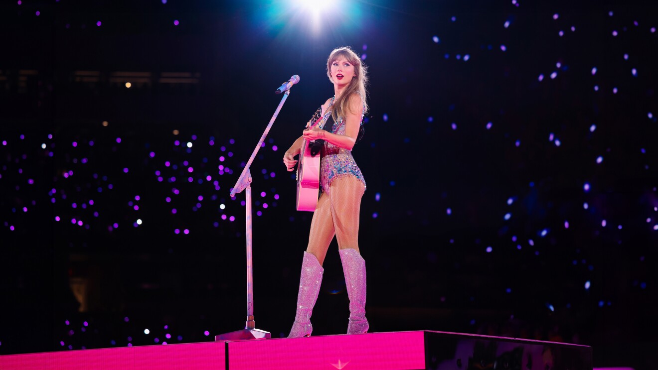 Taylor Swift performs on stage at her 2023 Eras Tour