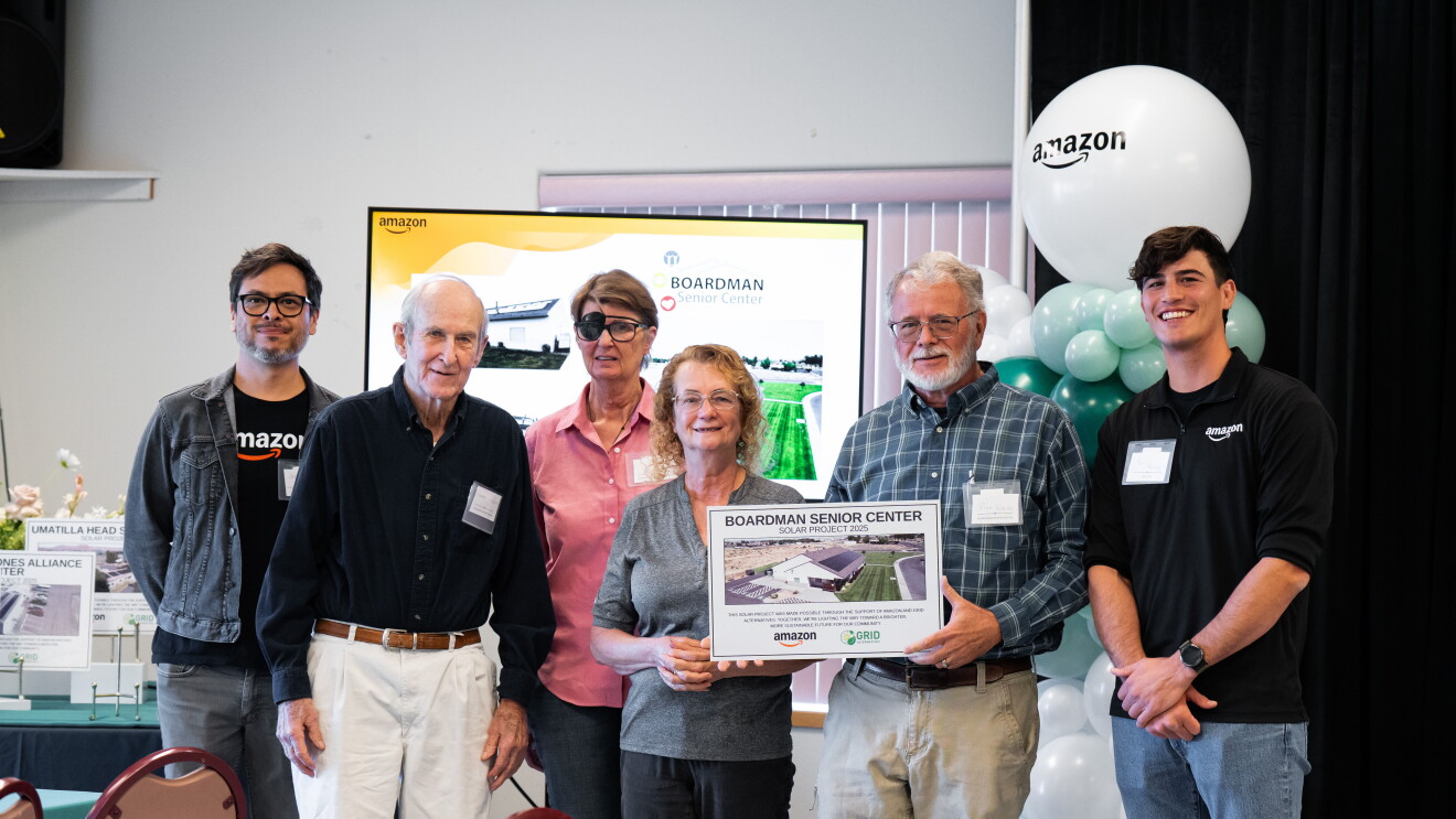Amazon employees presenting new renderings of solar
