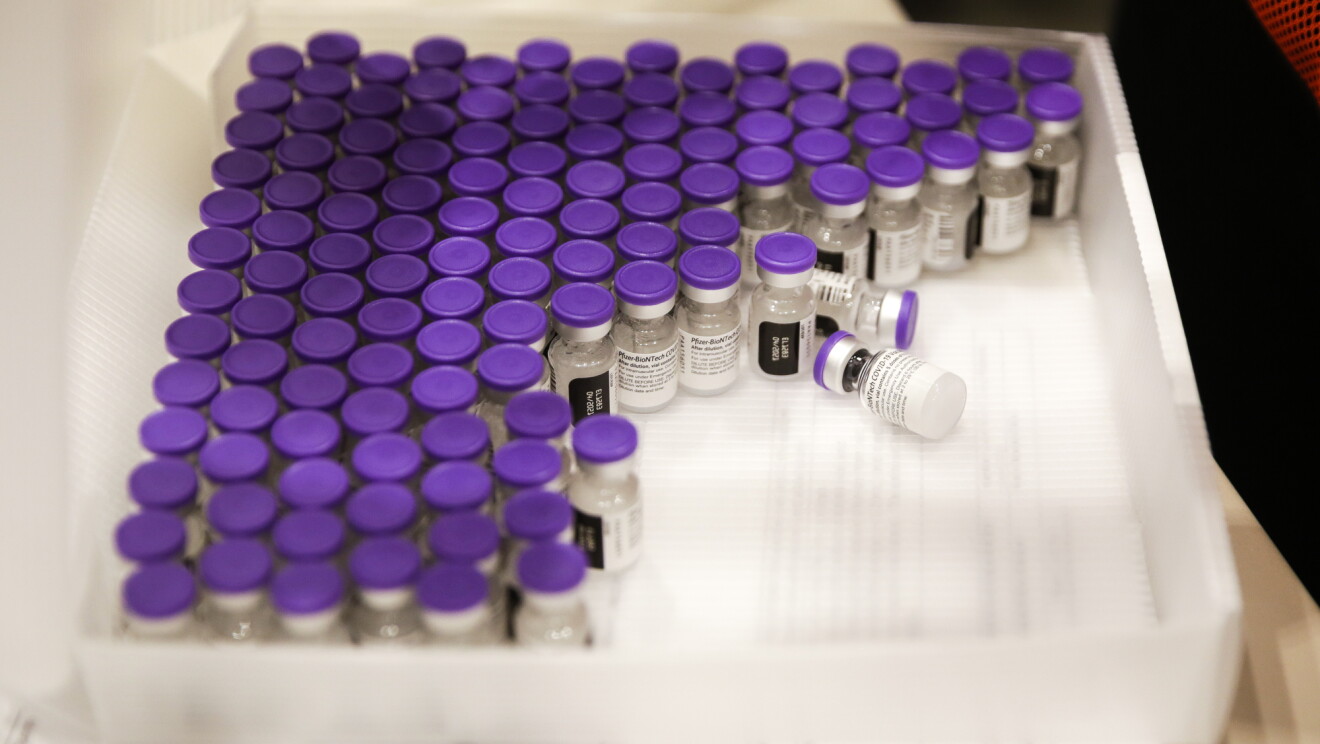 A COVID-19 vaccine clinic hosted on Amazon's Seattle headquarters