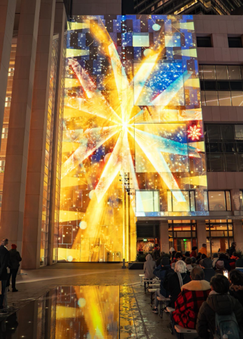 Art projects on downtown San Francisco buildings.