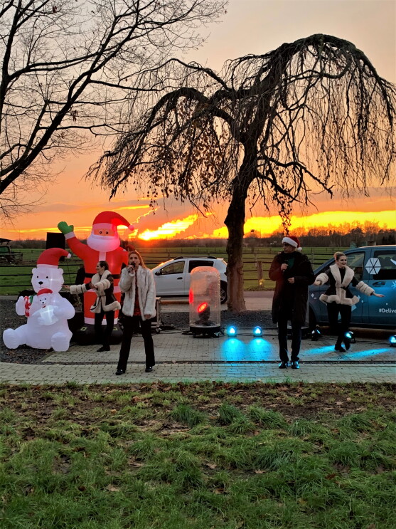 Sänger vor Abendröte.