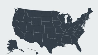美利坚合众国的灰色地图。