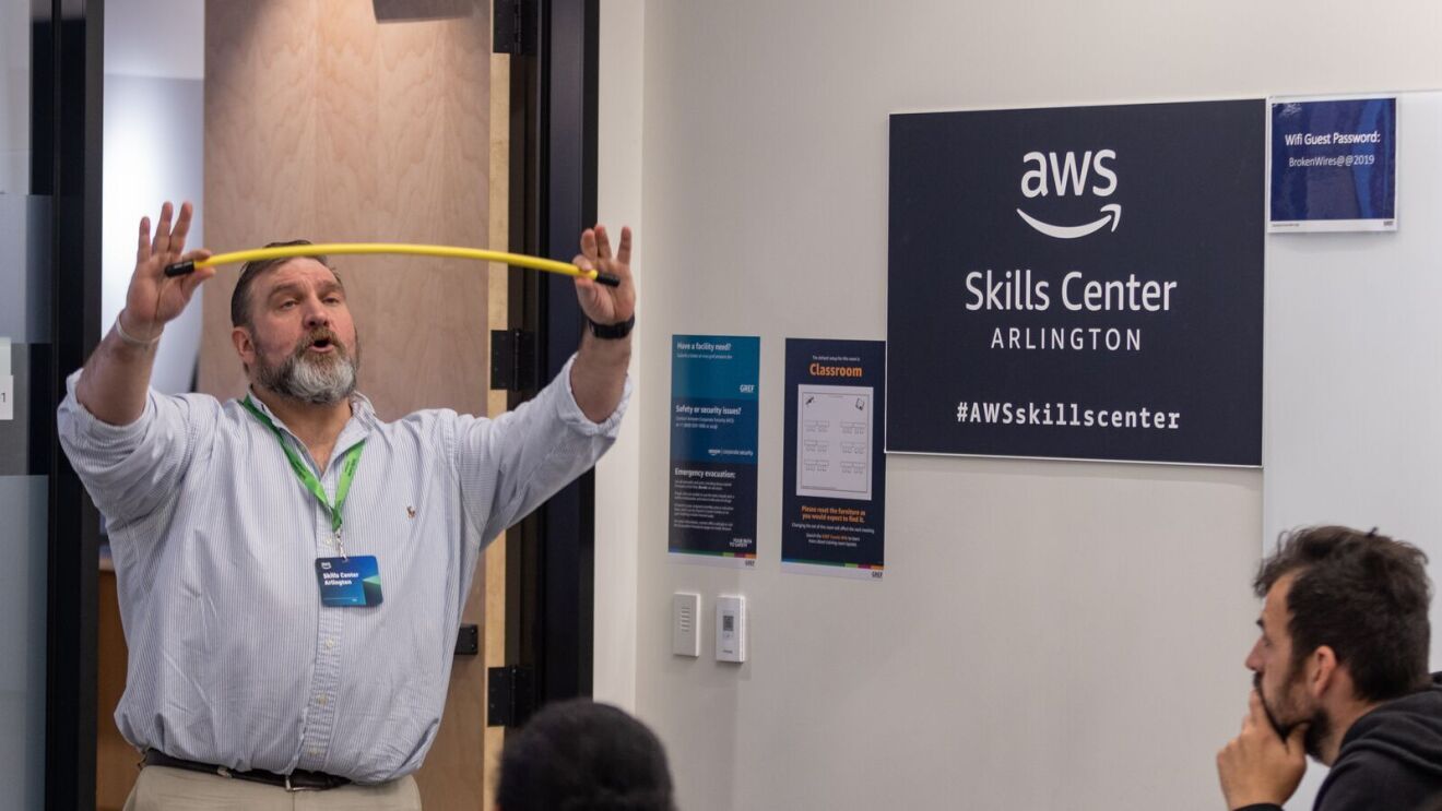 students taking STEM education classes at the aws skills center in arlington virginia