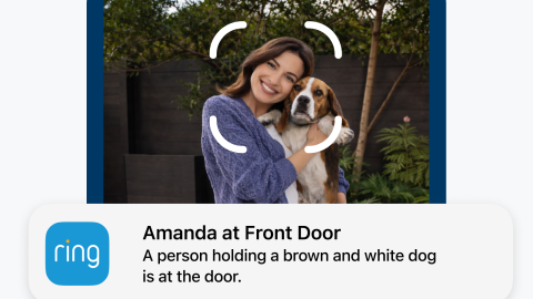 Ring feature, Familiar faces showing Amanda has arrived at the front door