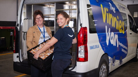 Amazon staff, including Amazon In The Community Australia lead Charlotte Richardson (right), volunteering at one of this year's Global Month of Volunteering events.