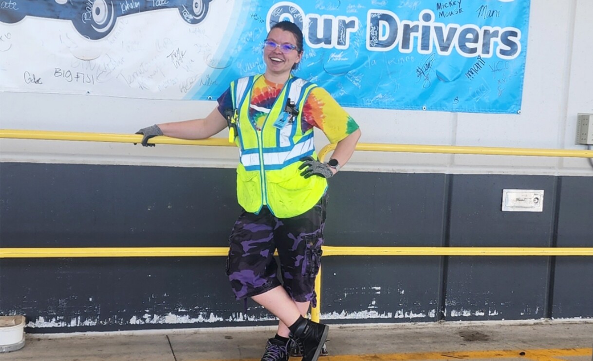 Christine Steller has fun working in an Amazon fulfillment center.