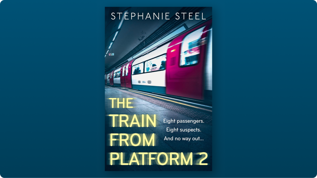 Book cover: The Train from Platform 2 by Stephanie Steel, featuring blurred subway train