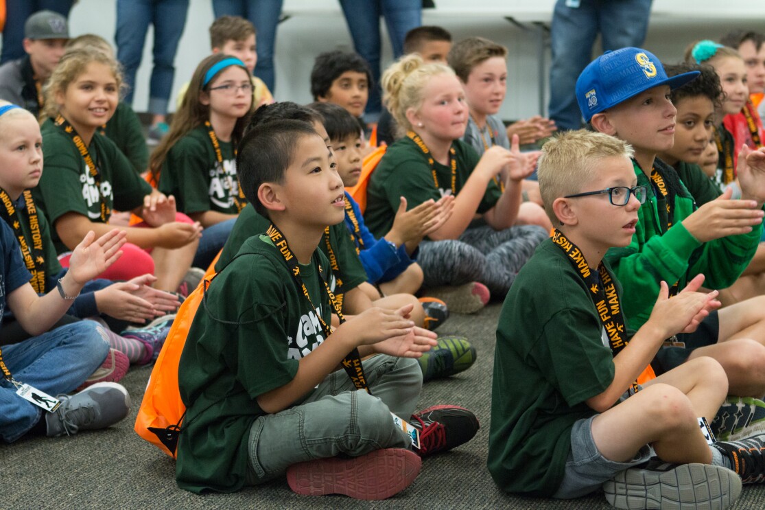 Young students at Camp Amazon event at the BFI3 fulfillment center