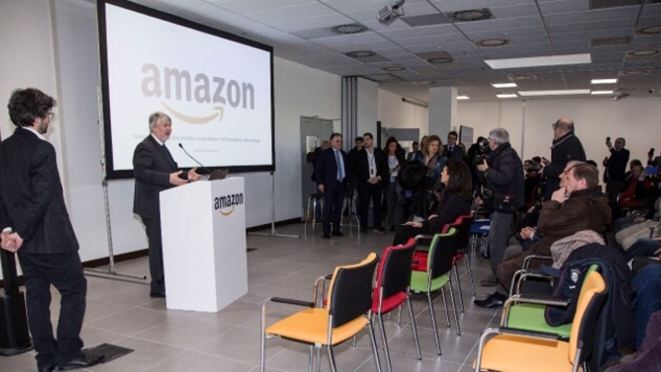 Italy's Former Minister of Labour, Hon Giuliano Poletti is speaking at Amazon Academy in Italy.