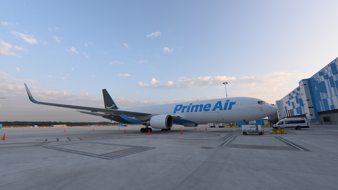 A view of a newly-opened Amazon Air hub 