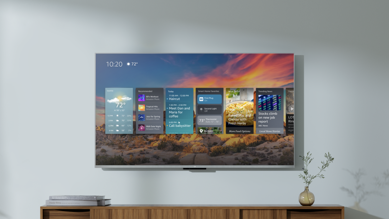Tele colgada a la pared con Fire TV.