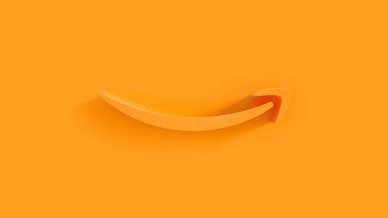 Amazon smile logo on a solid background