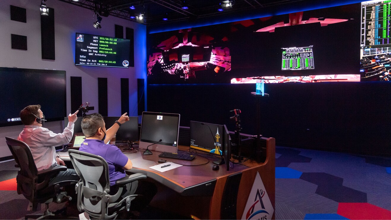 An image of the mission control room for NASA's Artemis I rocket launch.