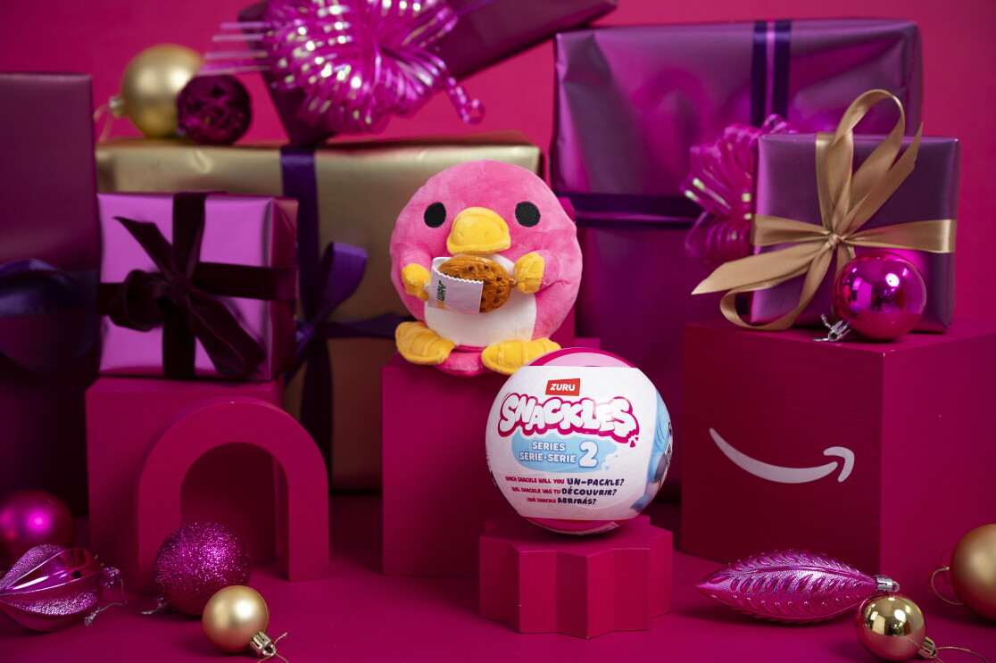 Zuru Snackles surrounded by christmas packaging 