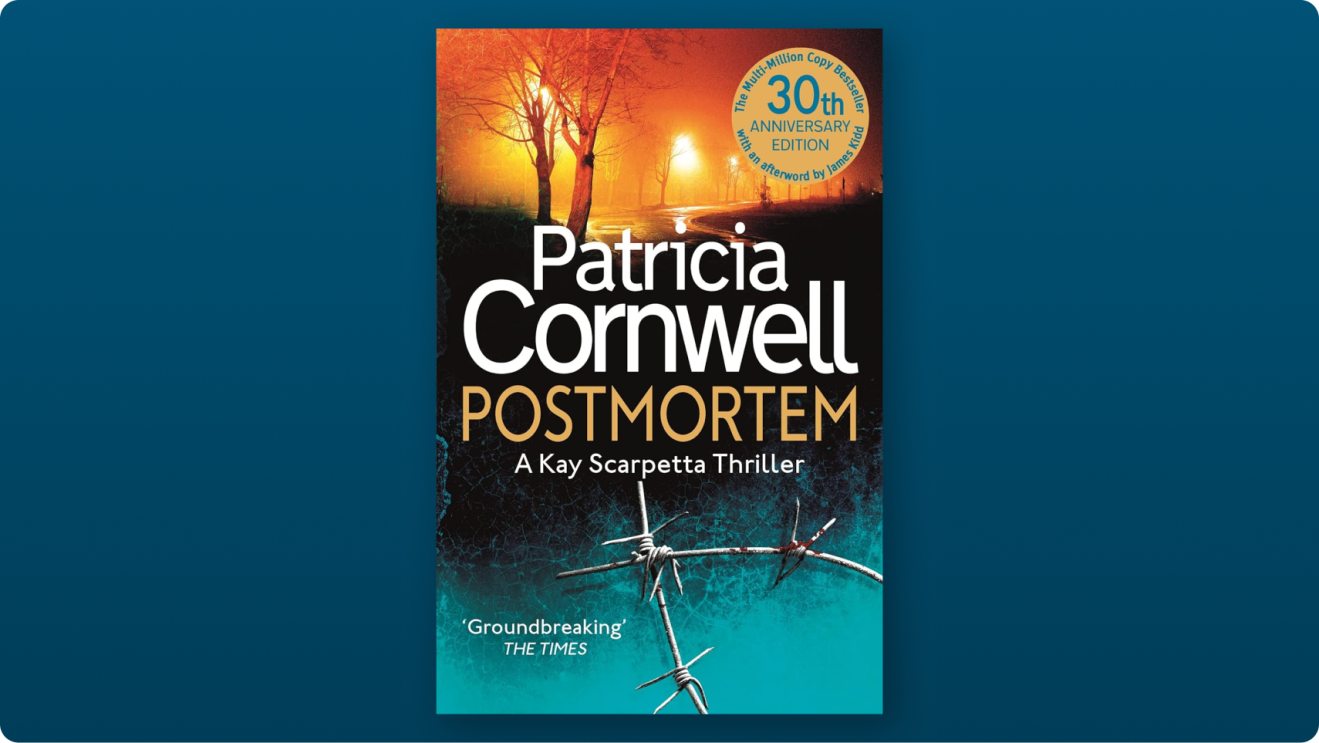 Book cover of 'Postmortem' by Patricia Cornwell, 30th Anniversary Edition