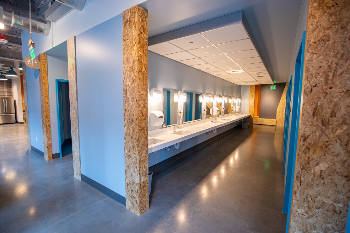 Interior view at the new Mary's Place shelter in The Regrade neighborhood of Seattle.