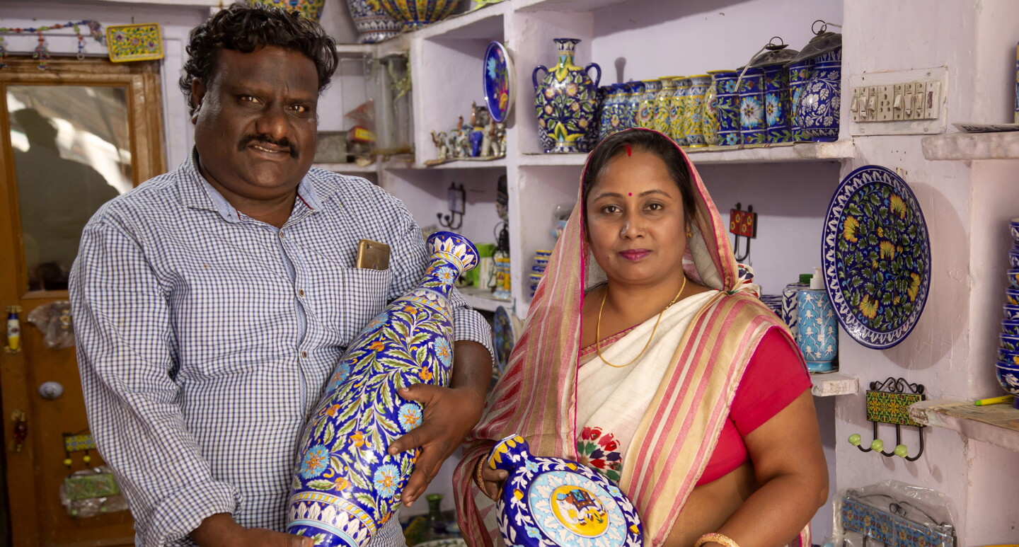 Aditya Blue Art Pottery couple - Amazon India