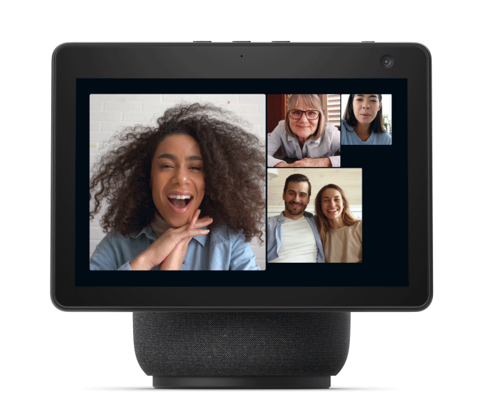 A GIF showing customers chatting on an Echo Show device.