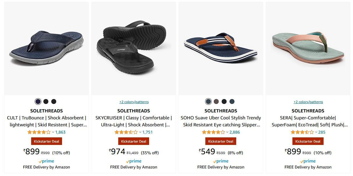 Solethreads' flip flops on Amazon.in