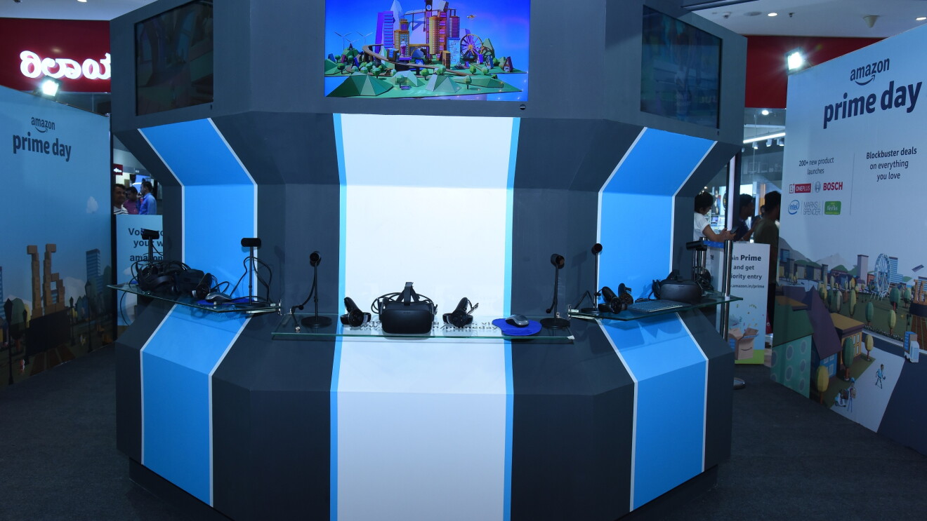 A virtual reality booth at top malls across India for the Amazon Prime Day