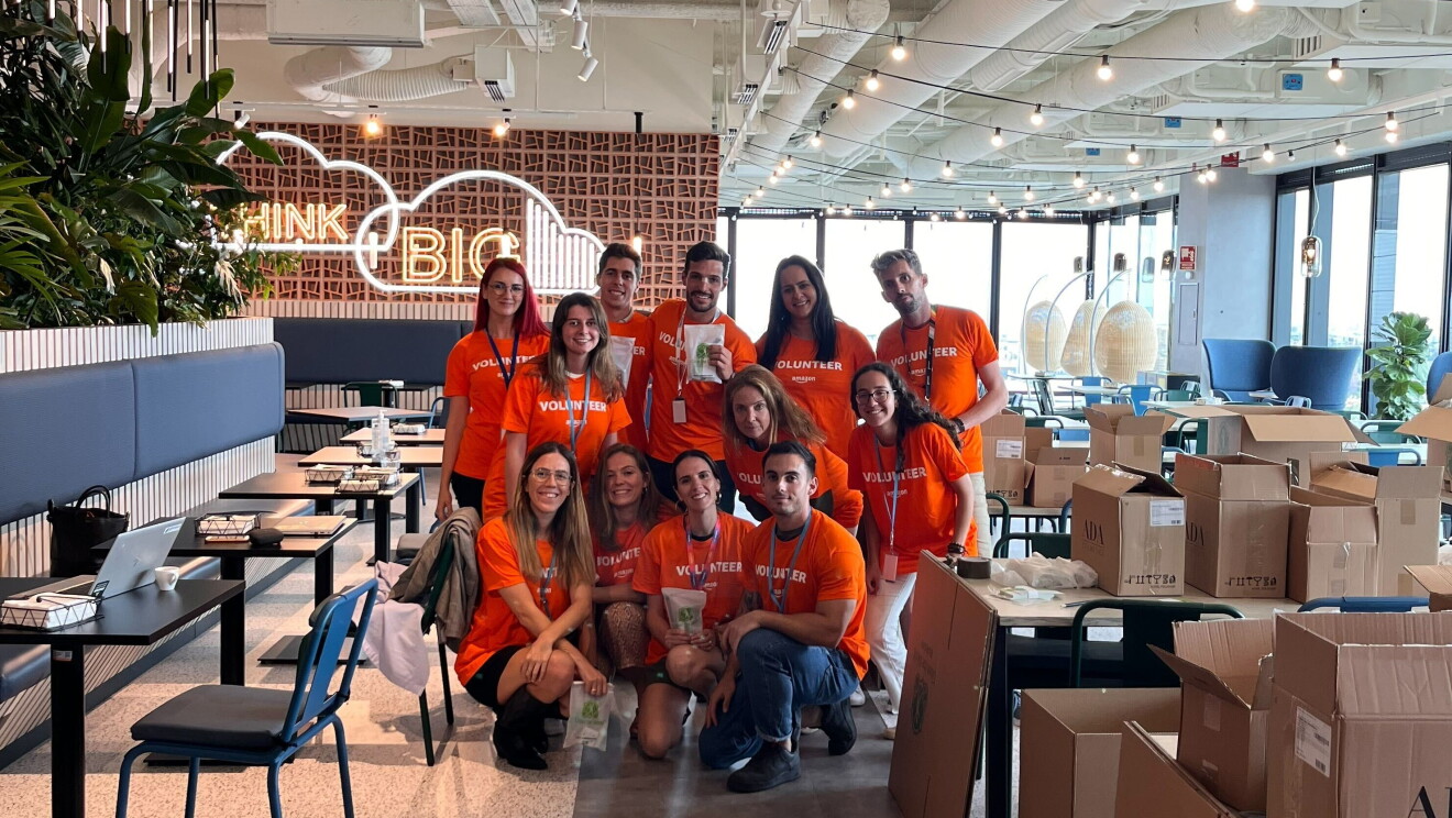 Volunteers in Spain kitting products for donations 